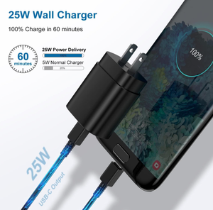 Chargeur de type <span class=keywords><strong>C</strong></span> Lot de 2 chargeurs muraux USB 25W PD Bloc de charge super rapide <span class=keywords><strong>C</strong></span>âble de téléphone Android de 6 pieds pour Samsung Galaxy - Product Image 3