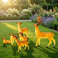 Ensemble de 5 lampes en résine translucide en forme de cerf, produit de jardin, statue lumineuse en fibre de verre pour sculpture de parc