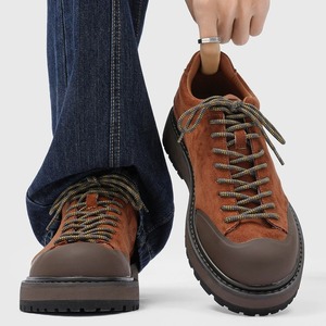 Chaussures de randonnée en daim pour hommes, style rétro Gorpcore, chaussures d'extérieur, embout contrasté, chaussures de marche décontractées, marron café - Product Image 1