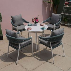 Chaises de Jardin pour Extérieur en Aluminium Tissé Français Empilable en Pvc Vente en Gros Remise Bistro Balcon Ensemble en Alliage de Rotin - Product Image 6