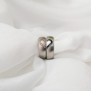 Personalized Titanium Steel Waterproof No Fade <b>Couple</b> <b>Ring</b> with Zircon Heart-Shaped Wholesale Stainless Steel Jewelry for Gift - Product Image 6