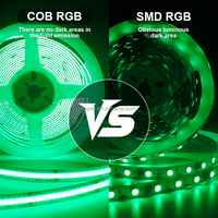 Bande lumineuse LED COB RGB 24V 5m Ensemble Télécommande Adaptateur secteur Haute luminosité 840Leds/m IP20 Décoration de pièce Kit de bande lumineuse LED 10mm