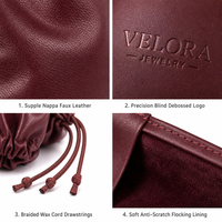 Pochette à cordon en cuir PU personnalisée, sac à bijoux en similicuir pour montre, collier, emballage cadeau de luxe