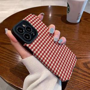 <span class=keywords><strong>Funda</strong></span> de Teléfono con Diseño de Cuadros Rojos y Blancos para <span class=keywords><strong>iPhone</strong></span> <span class=keywords><strong>11</strong></span> 12 13 14 15 16 Pro Max 17Air, Retro, de Cuero, Protección Total, Antigolpes - Product Image 2
