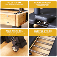 Cama de Yoga Plegable Portátil de Madera de Roble con Plataforma Deslizante Silenciosa para Ejercicio Profesional en Casa o Gimnasio