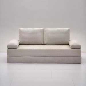 Canapé-lit carré moderne compressible <span class=keywords><strong>beige</strong></span> à prix d'usine avec rembourrage en éponge et tissu en coton écologique, design réglable - Product Image 3