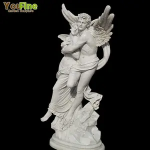 Marmo naturale angelo scultura per il cimitero