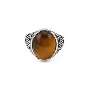 Kaanjewelry Türkischer Herrenring aus 925er Sterlingsilber mit natürlichem schwarz-rotem Onyx, Achat, handgefertigter Schmuck im arabischen Stil, klassisch - Product Image 4