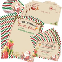 8 Ensembles de Lettres Officielles du Père Noël et Certificats de la Liste des Bonnes Nains du Père Noël pour Noël