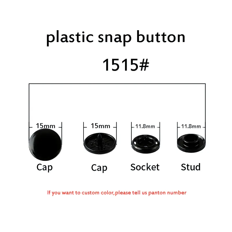 Sıcak ürünler plastik snap düğmesi düğmesi üreticisi fabrika fiyat indirim HXZY 1515 özel düğmeler için giysi