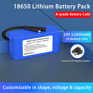 24V 12000mAh 18650 lithiumpakket (A-klasse cellen) -24 batterijen + gratis doe-het-zelf-adapters, aanpasbaar voor 24V elektronische apparatuur - Product Image 1