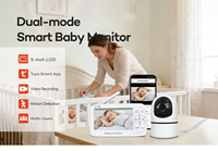 5 inç Akıllı Video Bebek Monitörü 1080P Full HD Pan Tilt Kamera Wi-Fi Uzaktan Kumandalı Tuya Uygulaması ile Görüntüleme Çift Yönlü Konuşma Gece Görüşü