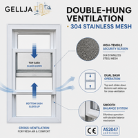 Fenêtre coulissante double à battants en aluminium GELLJA avec moustiquaire en acier inoxydable, design moderne pour la maison