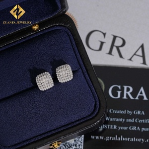 Nuevos en Stock, Aretes de Plata 925 con Moissanita de Corte Mixto, Aretes con Cierre de Rosca, VVS, Regalo para Mujer - Product Image 2