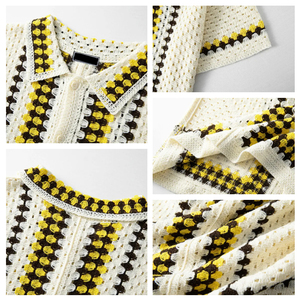 <span class=keywords><strong>Cardigan</strong></span> da Uomo Americano Casual Lavorato a Maglia con Colletto Rovesciato Personalizzato a Righe Traforato Polo da Uomo in Maglia - Product Image 6