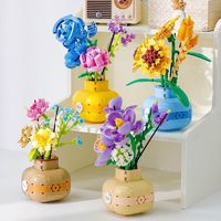 Blocs de construction en plastique ABS Animaux et nature Bouquet de fleurs Jouet éducatif pour les enfants de 14 ans et plus Ensemble en boîte 500-1300 pièces