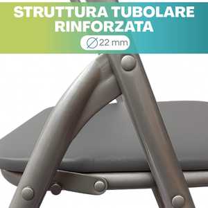 Sedia Pieghevole Flash 44x47x82 Cm con Telaio in Metallo e Seduta in PVC, Sedia Salvaspazio Sottile - Product Image 5