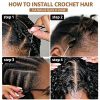 Rambut Crochet Invisible Knots Feather Human Virgin 18 Inch 70g Pre-Looped Brazilian Curly (Open End) Natural Bouncy China Hair