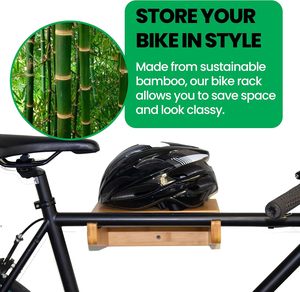 <span class=keywords><strong>Soporte</strong></span> de Pared para <span class=keywords><strong>Bicicleta</strong></span>, <span class=keywords><strong>Soporte</strong></span> de Bambú para Guardar Bicicletas en Interiores con Estante Extraíble - Product Image 4