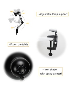 SML có thể gập lại đèn <span class=keywords><strong>Led</strong></span> cạnh giường ngủ đèn bàn với kẹp kẹp Đèn bàn cho phòng ngủ đọc sách trang trí phòng khách - Product Image 4