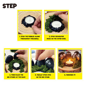 Kit de Portavelas de Arte en Piedra de Pingüino Ártico para Niños, Manualidad de Decoración de Mesa con Piedras y Mini Sombreros - Product Image 4