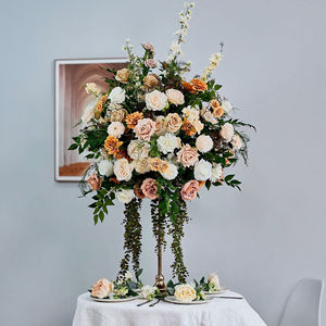 Mezcla de Flores Artificiales, Hierba Verde, Rosa Roja Borgoña, Bola de Flores para Centros de Mesa de Boda, Decoración de Ramos de Flores - Product Image 5