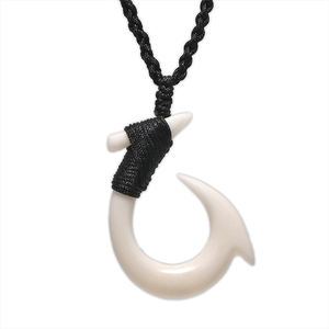 GX006 Hawaii Surfer Gioielli Fatti a Mano Intagliato Choker Nuova Zelanda Maori Tribal Ciondolo Yak Ossa <span class=keywords><strong>Fish</strong></span> Hook Collana per La Pesca in Mare - Product Image 2
