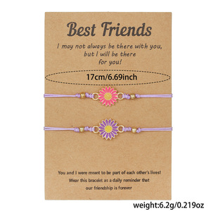 Best Friend <b>Bracelet</b> Flower Pattern Adjustable <b>Rope</b> Weaving Women's Gift <b>Bracelet</b> - Product Image 5