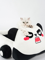 Lit pour chat en forme de panda, lit pour animaux de compagnie en peluche douce avec coussin amovible pour chats d'intérieur et petits chiens