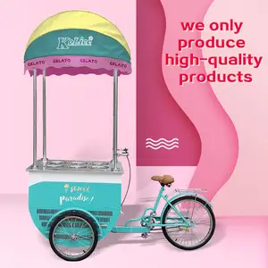 Điện thoại di động Ice Cream giỏ hàng để bán lạnh đẩy xe ba bánh thực phẩm di động thực phẩm giỏ hàng xe đạp