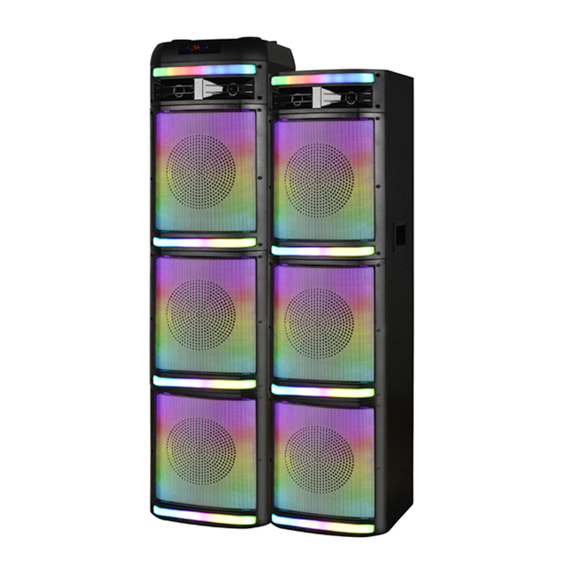 Factory Wholesale Active 2.0 Stage Speaker 220W RMS 6 X 10 Inch Subwoofer DJ Karaoke Sound System with RGB LED Lights