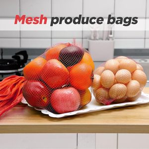 Pcs Reusable PP Mesh Netting Bulk Small <b>Net</b> Bag for Fruit Vegetable Seafood Storage Red - Product Image 6