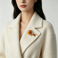 Pin Bordir Gaya Etnik Miao Daun Ginkgo Kuning Jahitan Tangan Kerajinan Cina Bros Mantel Syal Kerah Korsase Hadiah Wanita Ornamen