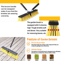 Balai à pousser robuste pour le jardin, le sol et le nettoyage, brosse en plastique pour l'extérieur, balayage rigide, balais magiques à Long manche