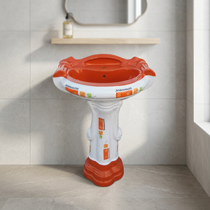 Modern Rectangular Wash Basin With <b>Full</b> Pedestal Ceramic Floor Standing Bathroom Sink Sanitary Ware - Product Image 2
