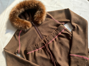 Y2k Cropped Hoodie and <strong>Joggers</strong> Two Piece Set <strong>Women</strong> Clothing Waffle <strong>Knit</strong> <strong>Women</strong> Pants With Fur Collar Streetwear Winter Clothes - Product Image 3