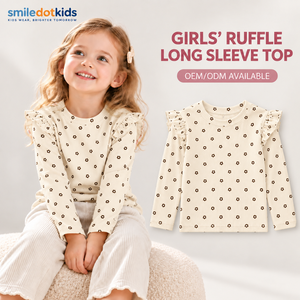 Camiseta de Manga Larga con Estampado Floral y Volantes para Niñas, Personalizada, Proveedor de Ropa al por Mayor OEM ODM - Product Image 1