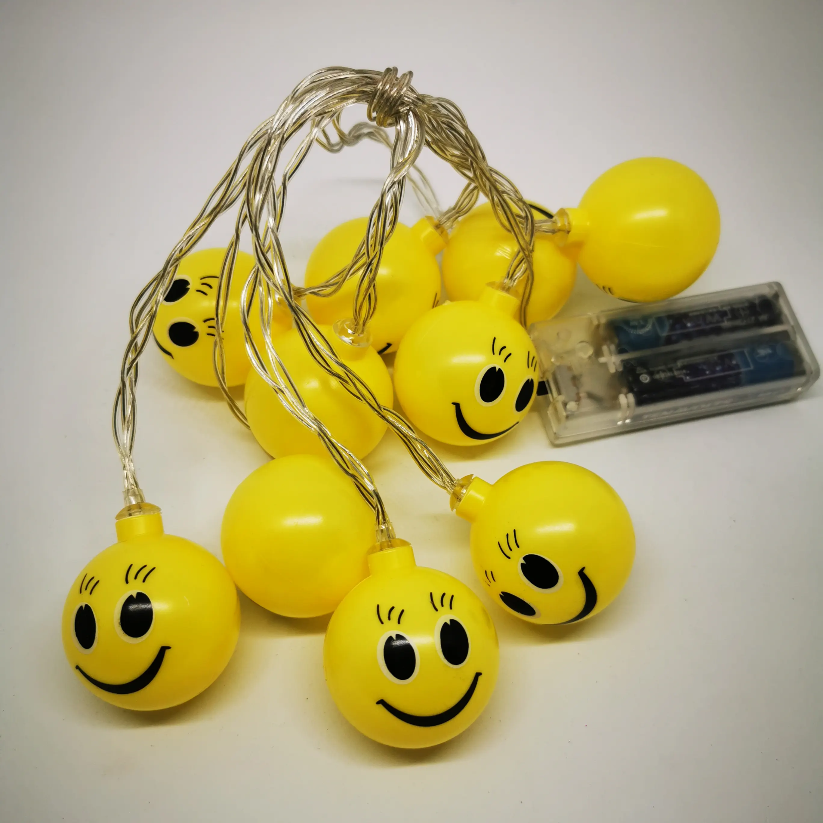 Home decorative battery powered smile face led light string