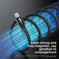 Câble magnétique USB-A Type-C personnalisé avec logo, en nylon/PVC tressé, noyau en cuivre pur, charge rapide, longueur personnalisée, couleur, emballage extérieur, compatible iOS