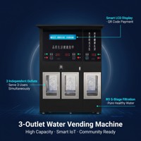 Distributeur d'eau automatique haute capacité 450L pour extérieur, distributeur d'eau ATM pour espaces publics, paiement par pièces, carte, QR, 24h/24, RO, UV
