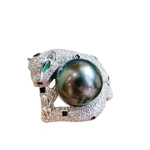 Bague de la série Lingbao avec un design de perle en argent pur S925 dominant, plaqué or 18 carats, serti, taille 12-13 mm - Product Image 5