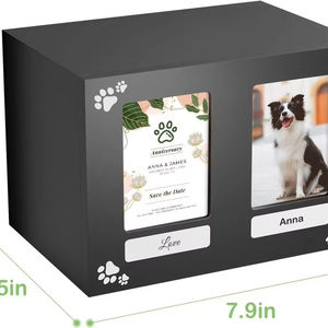 โกศสัตว์เลี้ยงไม้รูปตัวอักษร ปี 2026 พร้อมกรอบรูปถอดได้สำหรับสุนัขและแมว โกศกันน้ำสำหรับงานศพสัตว์ขนาดเล็ก - Product Image 2