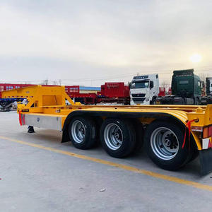 Semi-remorque à plateau complet multifonction à 3 essieux, 20 pieds, 40 pieds, en acier, avec essieu Fuwa, charge utile maximale de 50 tonnes, suspension mécanique, Latin - Product Image 3