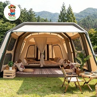 Grande tente de camping gonflable de luxe pour toute la famille, quatre saisons, portable, avec tissu Oxford imperméable double couche et espace salon