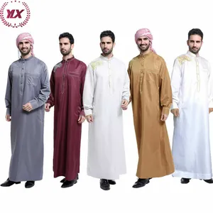 Luxury Arab Moroccan Fabric Kaftan Cotton Islamic For Men Muslim Thobe