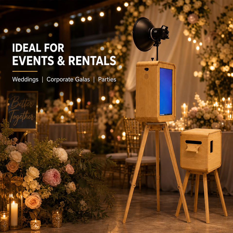 2026 New Retro Dual-sided Wooden Photo Booth 18.5 Inch Touch for ...