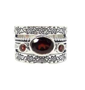 Anillo de Plata de Ley 925 Hecho a Mano con Granate Natural, Engaste de Bisel, Joyería Elegante para Boda, Anillo Sencillo para Hombre y Mujer - Product Image 2