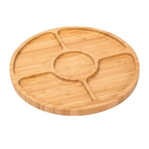 Bandeja Redonda de Bambú para Frutas 30x30x1.5cm, Plato para Servir Bocadillos con Cinco Compartimentos, Multifuncional, Apto para Contacto con Alimentos - Product Image 3