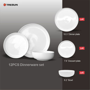 Combinaison bol et assiette maison hôtel bas prix fin nouvel os chine blanc 12 pièces vaisselle ensemble de vaisselle - Product Image 6