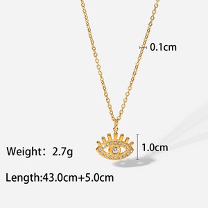 Fabricant de bijoux, collier personnalisé <span class=keywords><strong>avec</strong></span> pendentif œil <span class=keywords><strong>mal</strong></span>éfique, zircon, acier inoxydable, plaqué or 18 carats, marques de bijoux de créateurs - Product Image 3